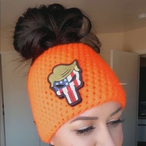 Trump messy bun beanie